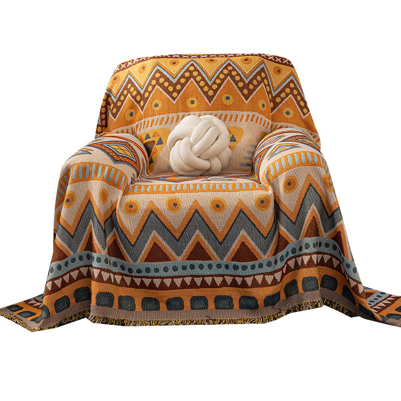Oversized Cotton-Blend Jacquard Floral Throw Blanket with Fringed Edges LoungeYard — product view 4