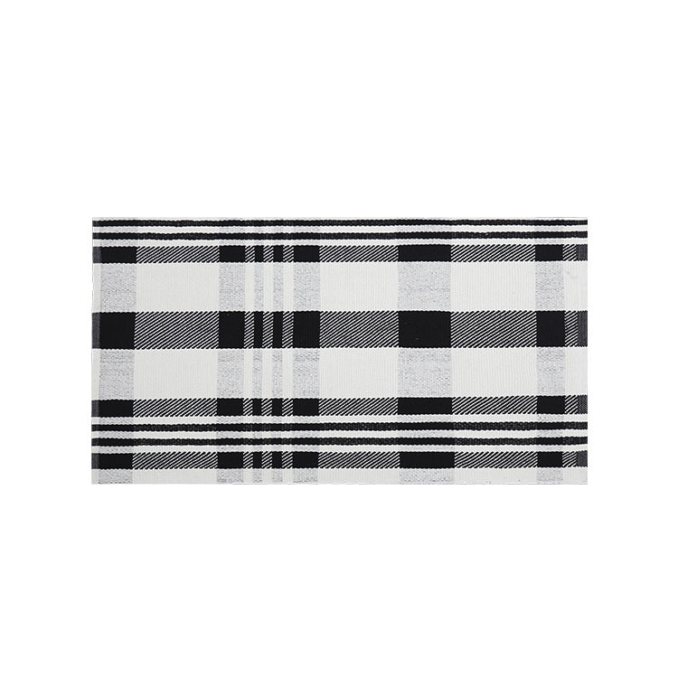 Woven cotton blend bath mat in buffalo check with flat weave structure LoungeYard — product view 5