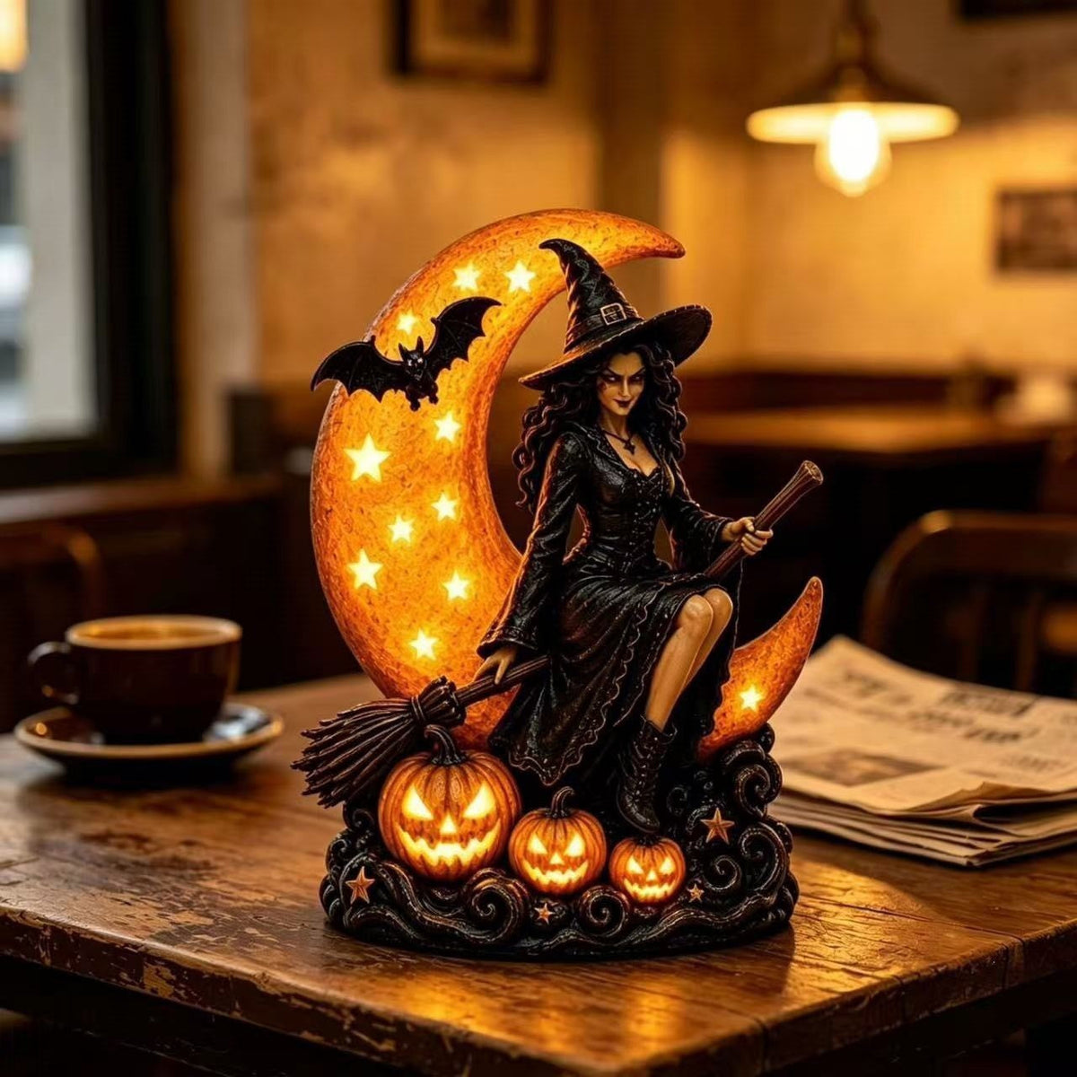 Halloween-Themed Witch Hat Table Lamp Bowlift — product view 2
