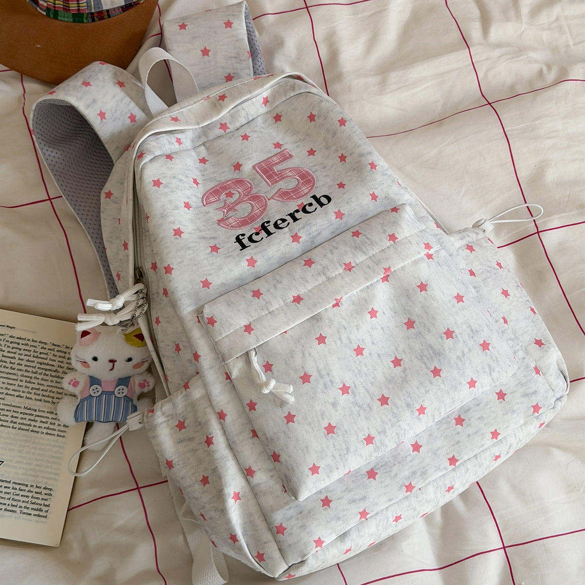 Playful Star-Patterned School Backpack LoungeYard — product view 7