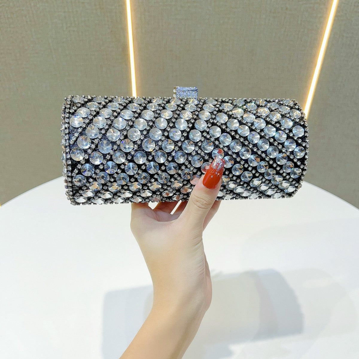 Sparkling Crystal-Studded Evening Clutch — product view 1