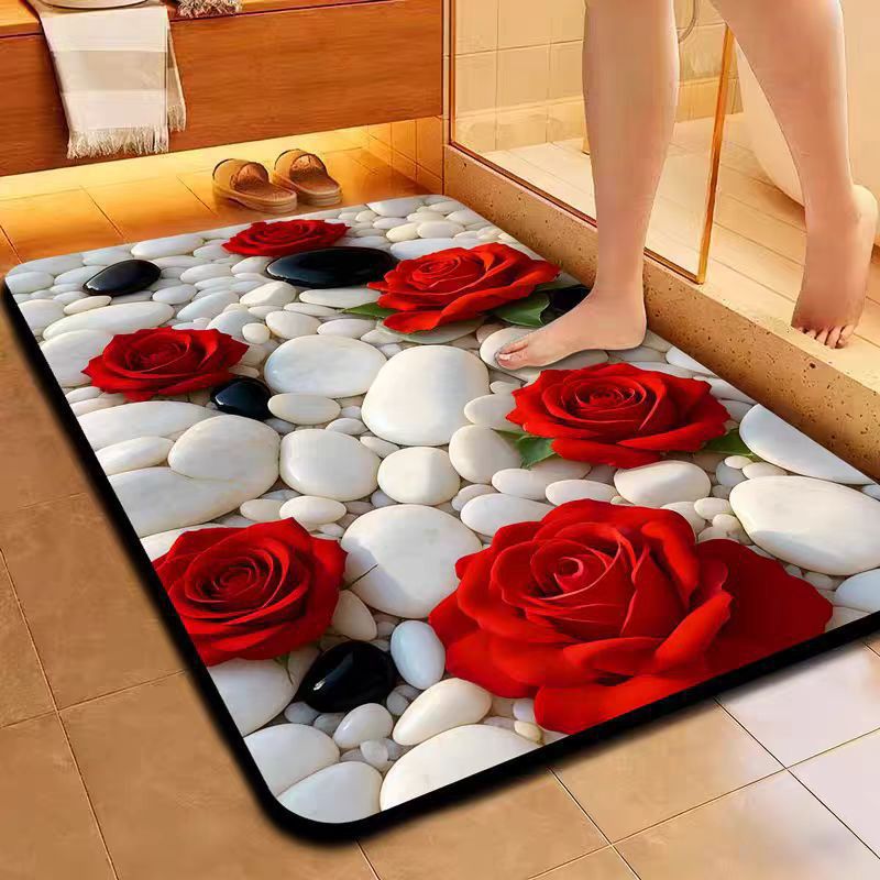 Floral-Themed Microfiber Bath Mat — product view 3