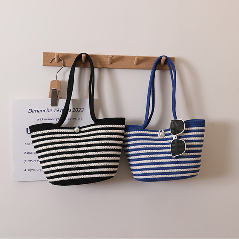 Trendy Basket Bag with Stylish Striped Pattern LoungeYard — product view 1