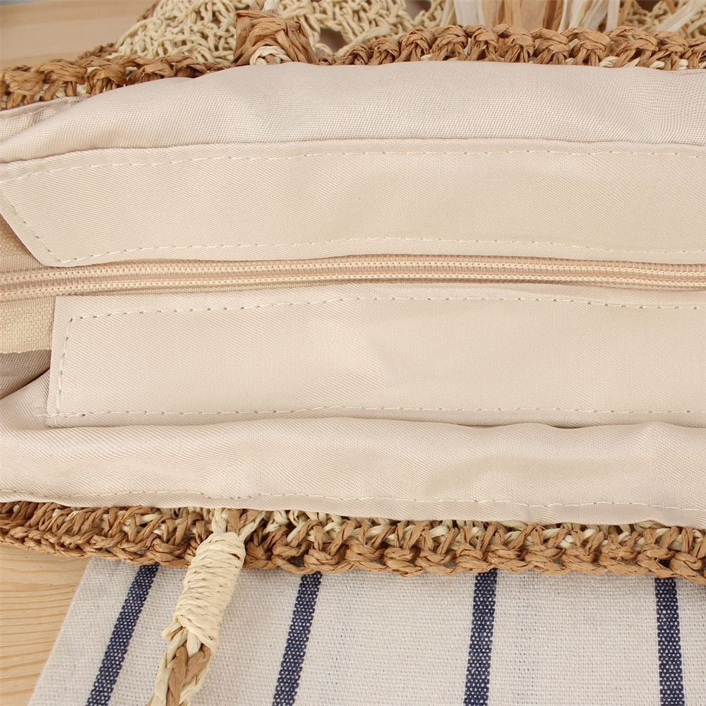 Trendy Braided Beach Bag with Tassels and Sturdy Design LoungeYard — product view 3