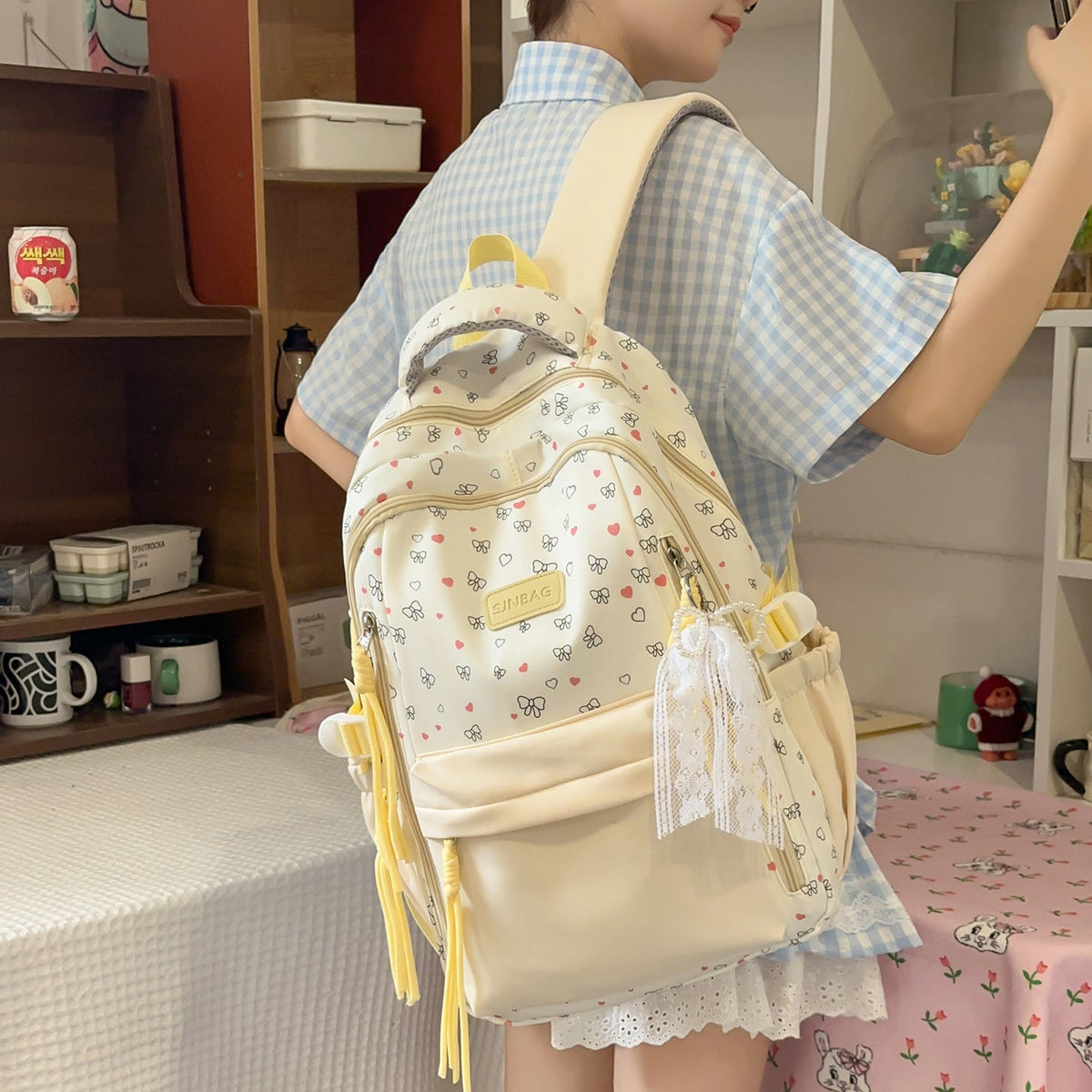 Playful Bow-Embellished Stylish Backpack LoungeYard — product view 3