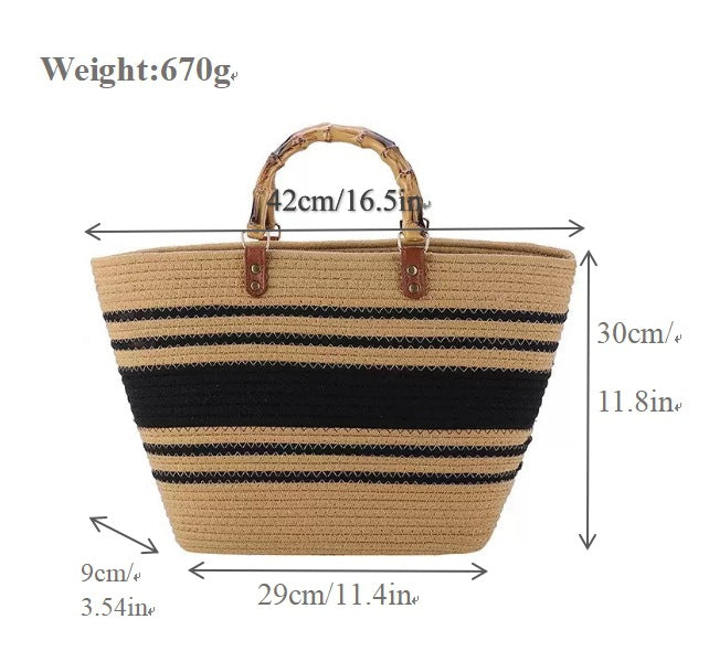 Stylish basket bag with bamboo handles LoungeYard — product view 7
