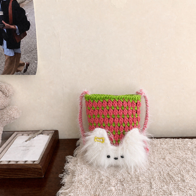 Cute Animal-Themed Plush Drawstring Pouch — product view 2