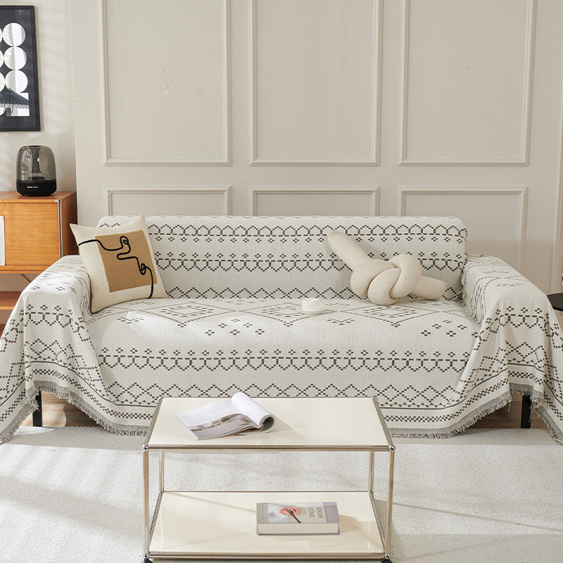 Textured Geometric Pattern Sofa Throw Blanket — product view 4