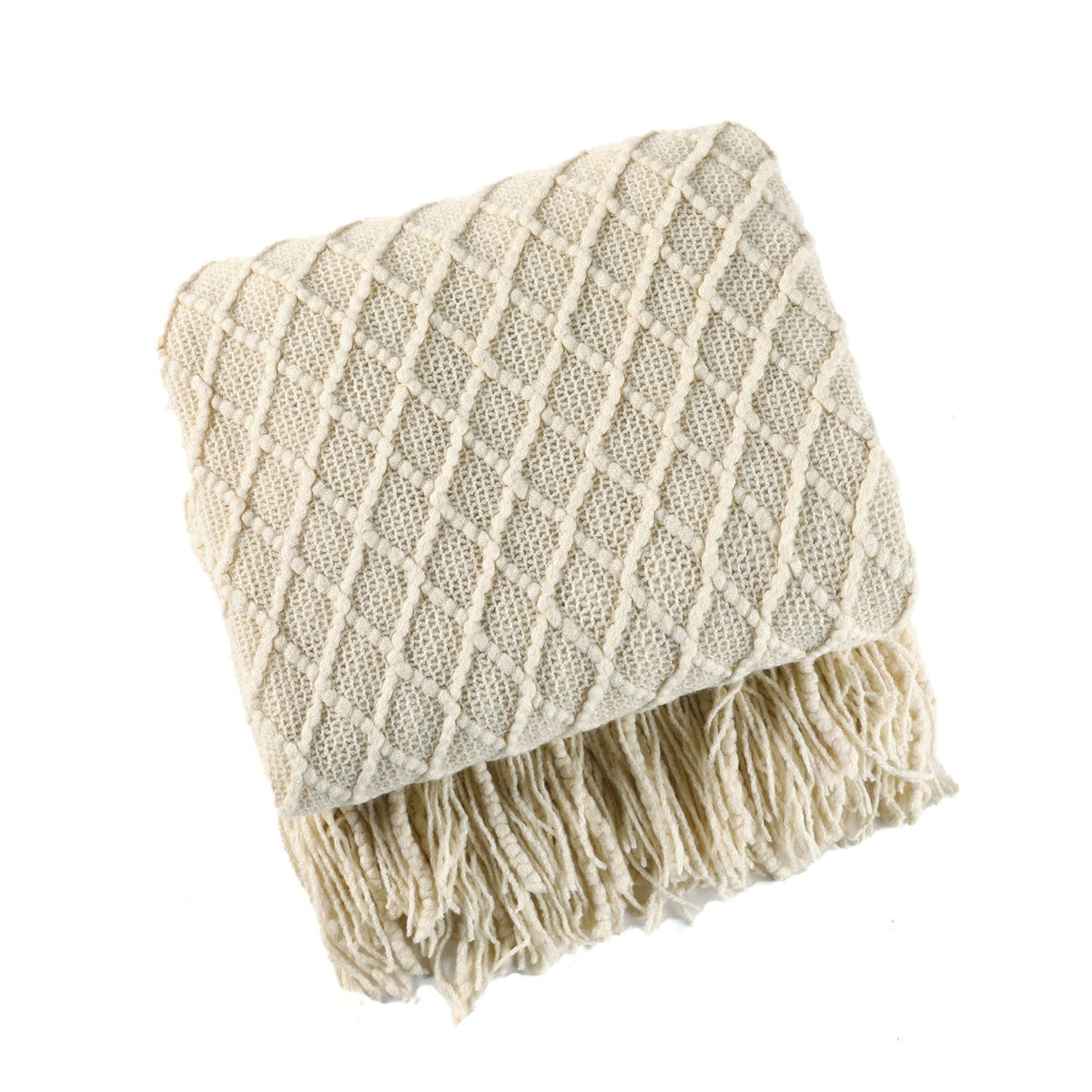 Cable Knit Fringe Throw Blanket LoungeYard — product view 5