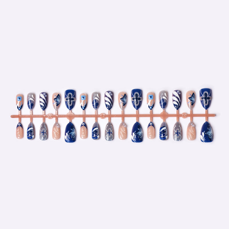 Artistic Press-On Nail Set with Floral Designs — product view 5