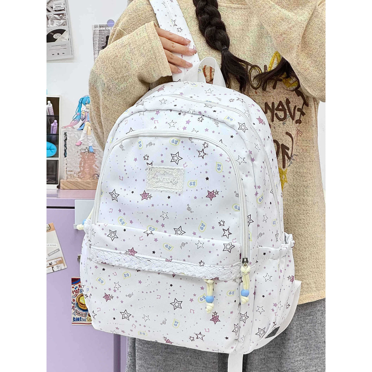 Cartoon-Themed Multi-Pocket Backpack LoungeYard — product view 5