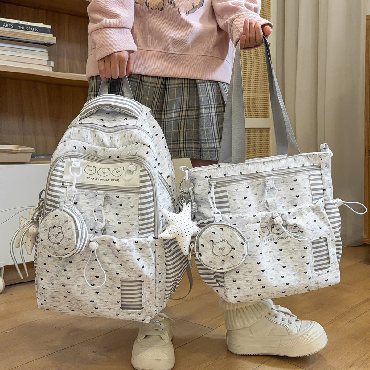 Multi-Pocket Star-Patterned Backpack LoungeYard — product view 1