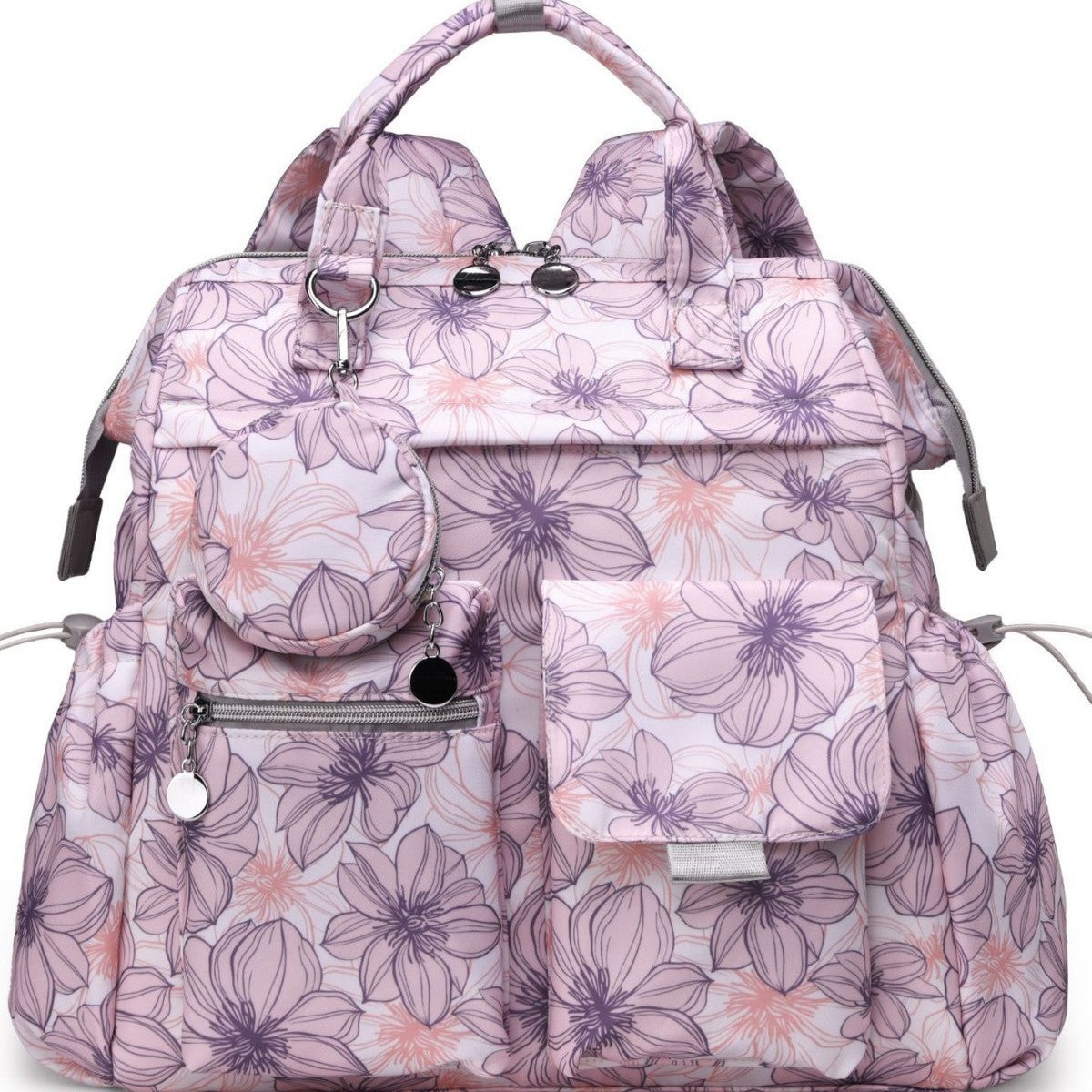 Multi-Pocket Floral Design Backpack LoungeYard — product view 3