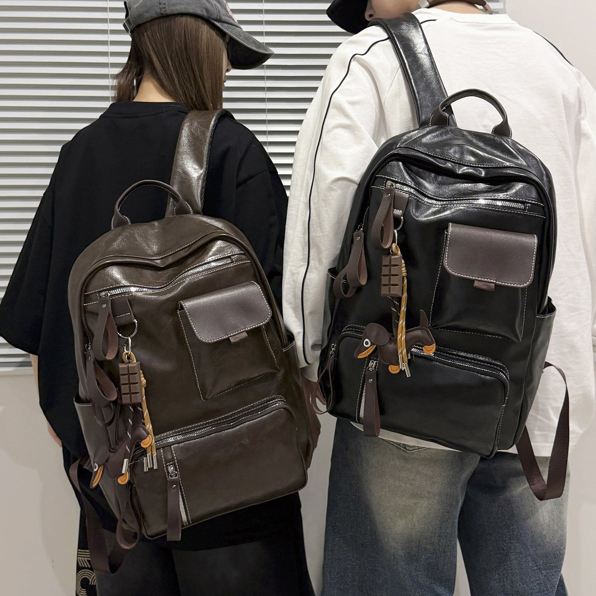 Durable Vintage Leather Backpack LoungeYard — product view 1