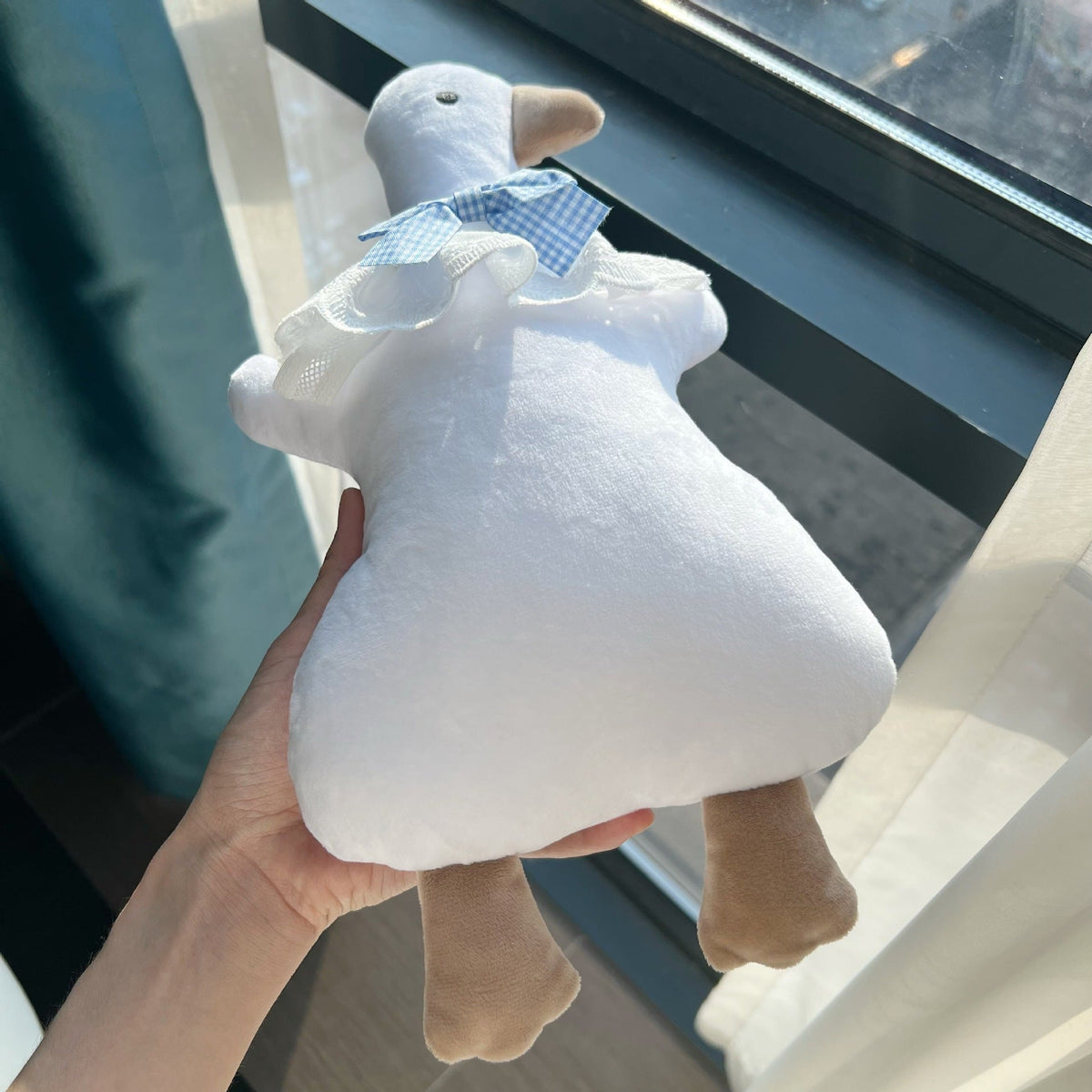 Plush Duck Comforter Pillow with Gingham Bow — product view 2