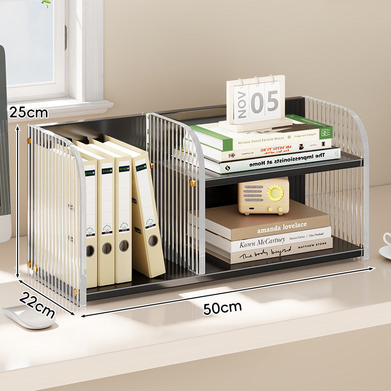 Curved-Acrylic Panel Dual-Compartment Desktop Book and Document Organizer — product view 6