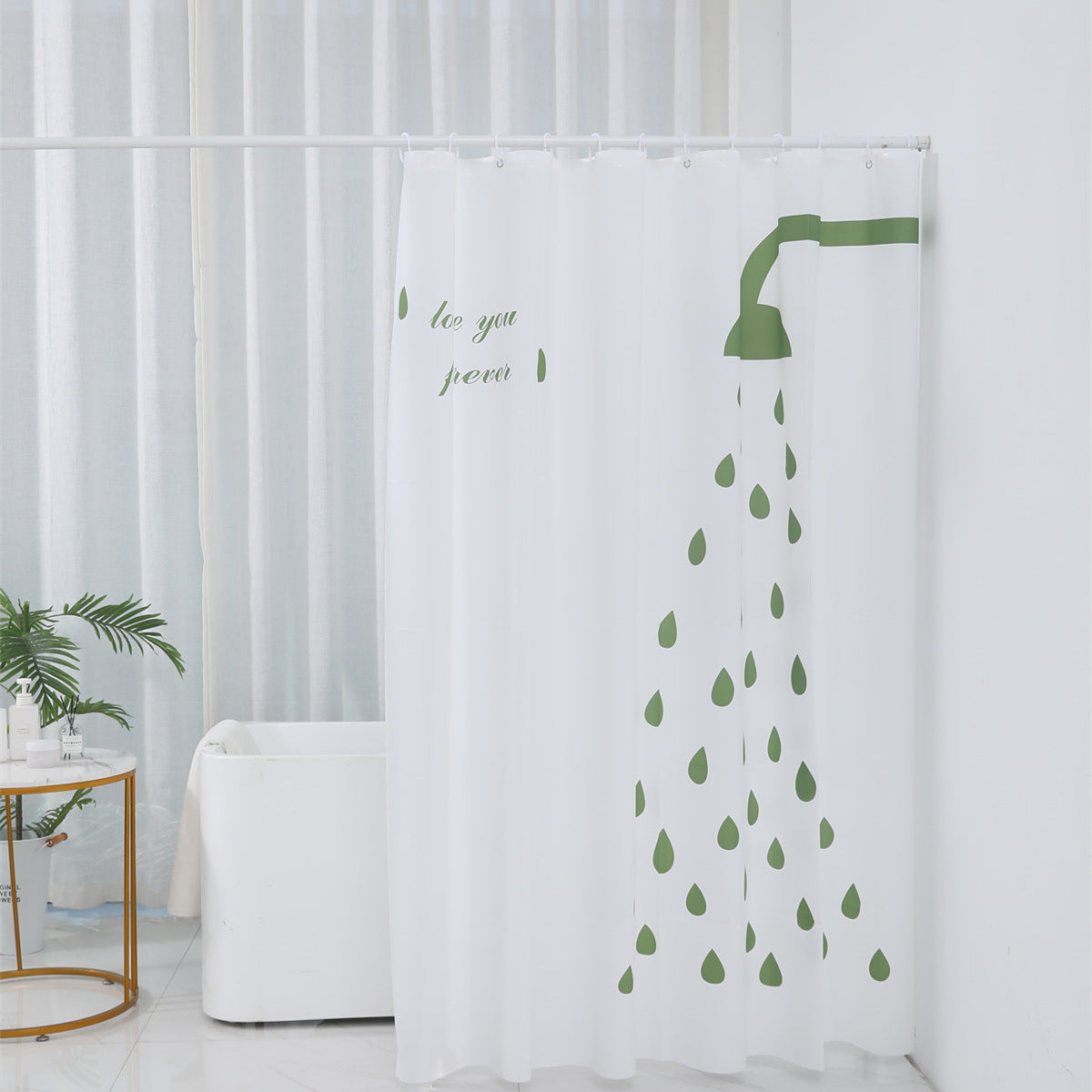 Inspirational Water Drop Shower Curtain LoungeYard — product view 6