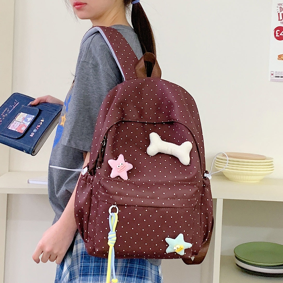 Cute Polka Dot Graphic Backpack LoungeYard — product view 2