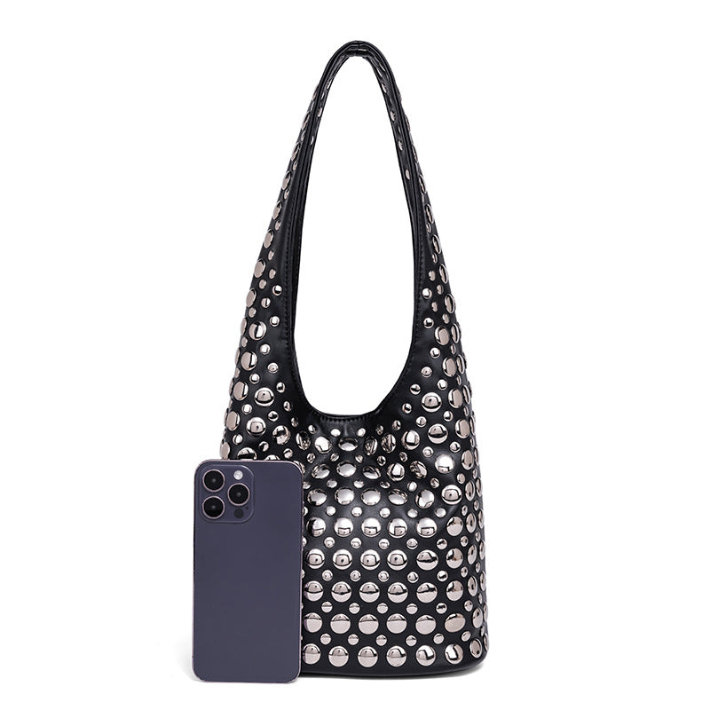 Studded Leather Shoulder Bag LoungeYard — product view 3