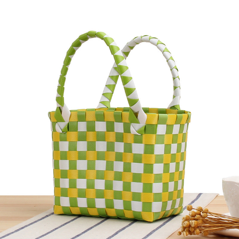 Handcrafted Tote Bag in Modern Check Pattern LoungeYard — product view 2