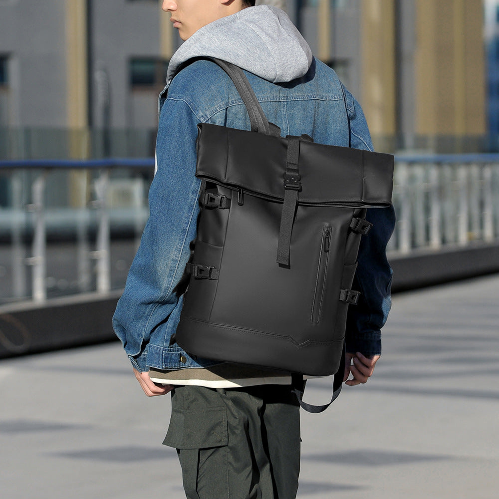 Stylish Roll-Top Waterproof Backpack LoungeYard — product view 2