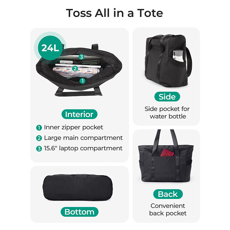 Spacious tote bag with side pockets LoungeYard — product view 2