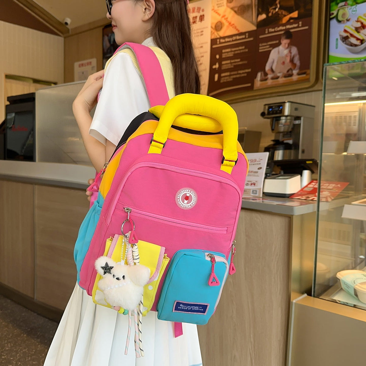 Color Block Multi-Functional Backpack LoungeYard — product view 1