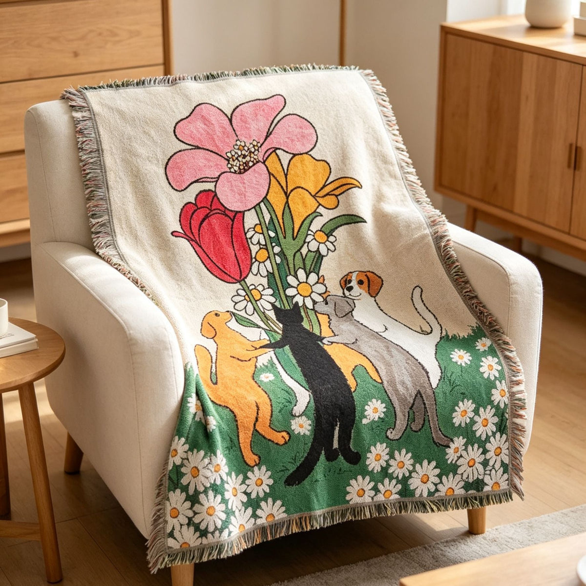 Whimsical Pet-Themed Decorative Throw Blanket — product view 6