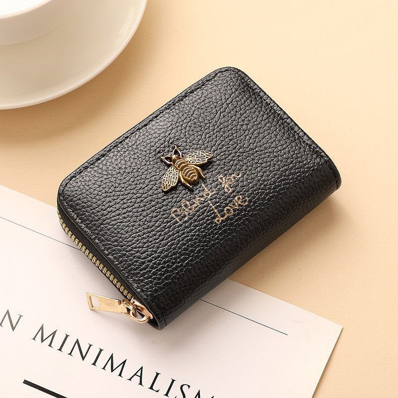 Designer Bee-Embellished Leather Zip-around Wallet LoungeYard — product view 5