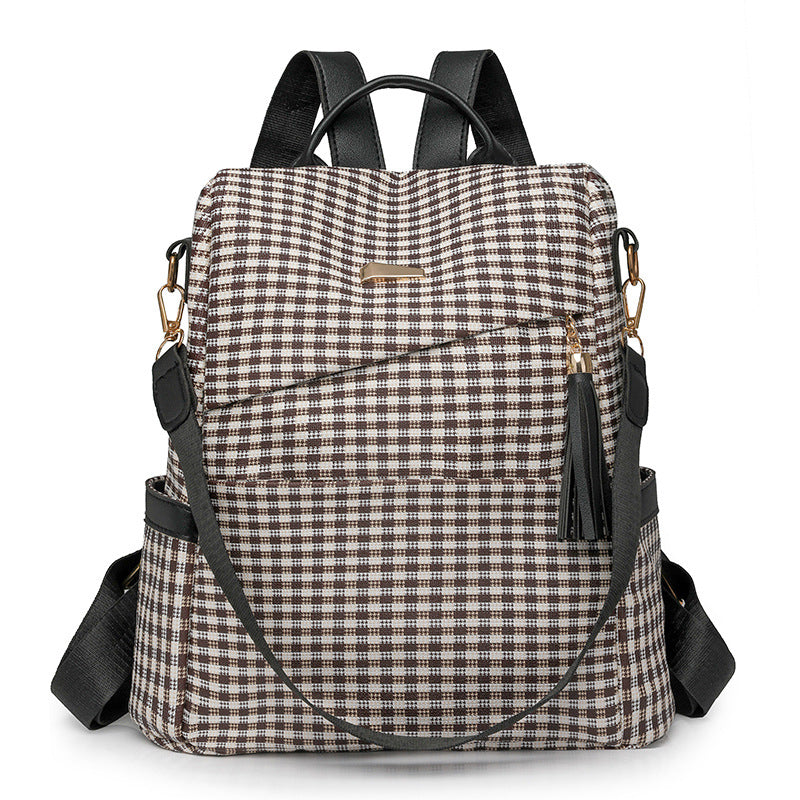 Stylish Checkered Pattern Backpack — product view 1