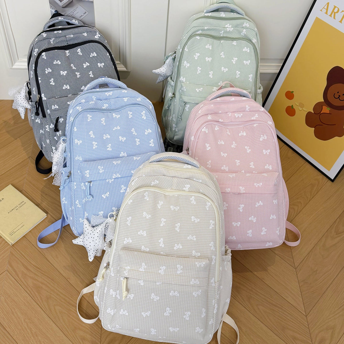 Cute Bow-Embellished Casual Backpack LoungeYard — product view 4
