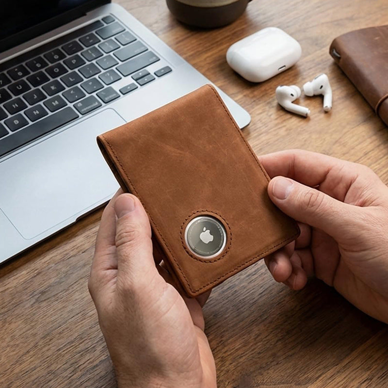 Premium Leather Wallet with AirTag Holder LoungeYard — product view 3