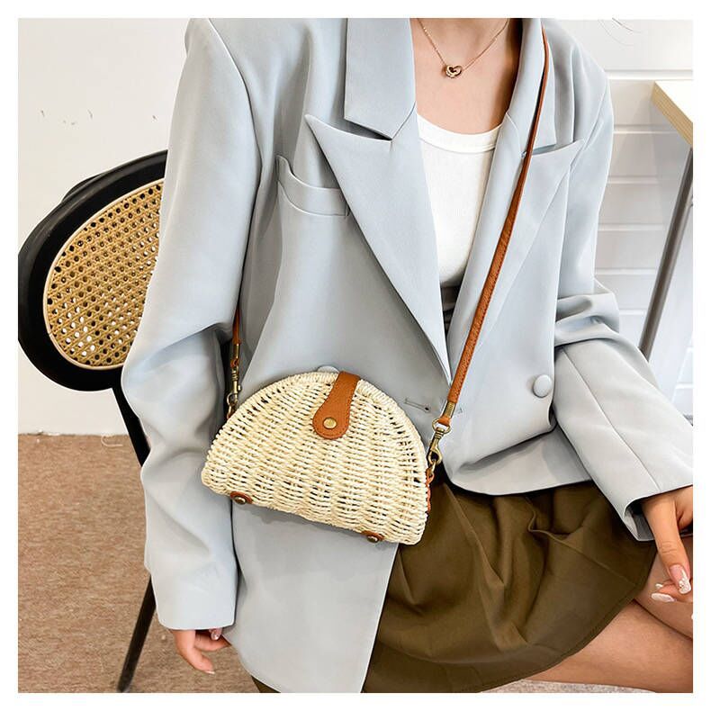 Handcrafted Rattan Bag in Half-Moon Design LoungeYard — product view 4