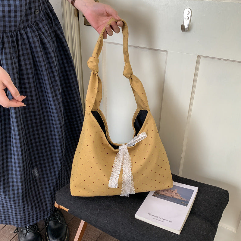 Polka Dot Canvas Hobo Bag — product view 7