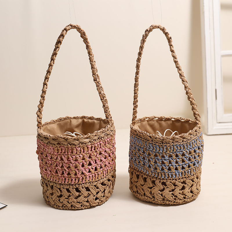 Trendy Handmade Basket Bag with Practical Drawstring Closure LoungeYard — product view 1