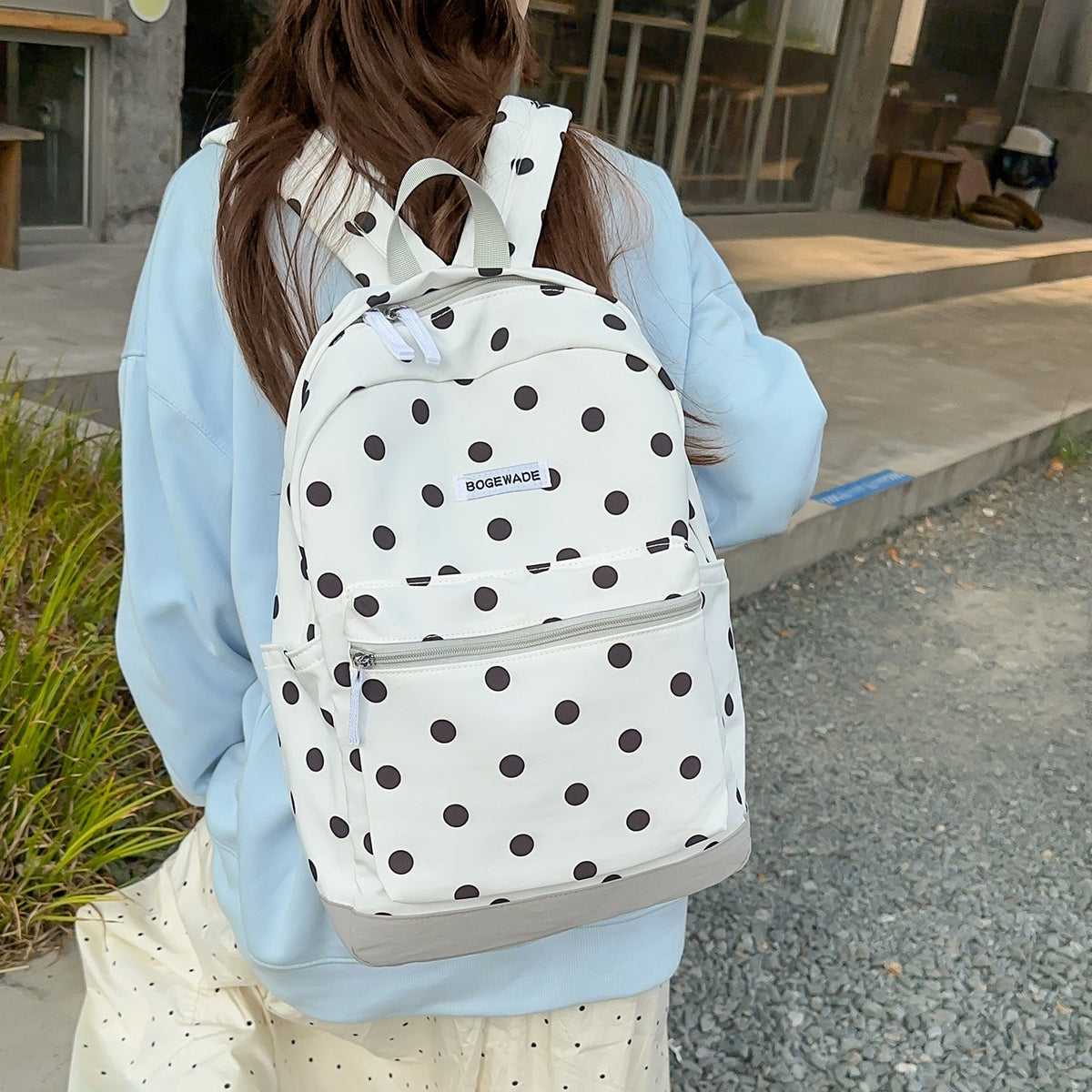 Casual Dot-Printed Backpack LoungeYard — product view 2