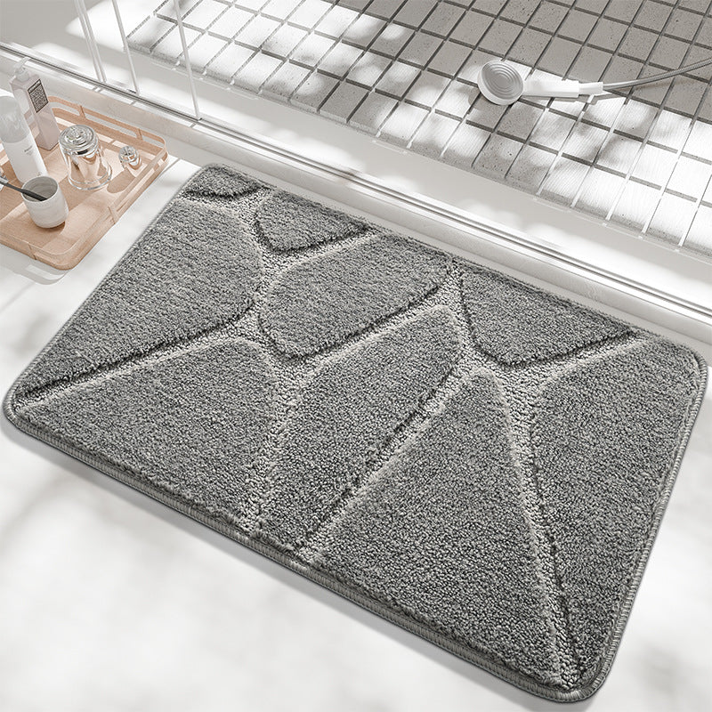 Plush Contemporary Geometric Bath Mat Bowlift — product view 3