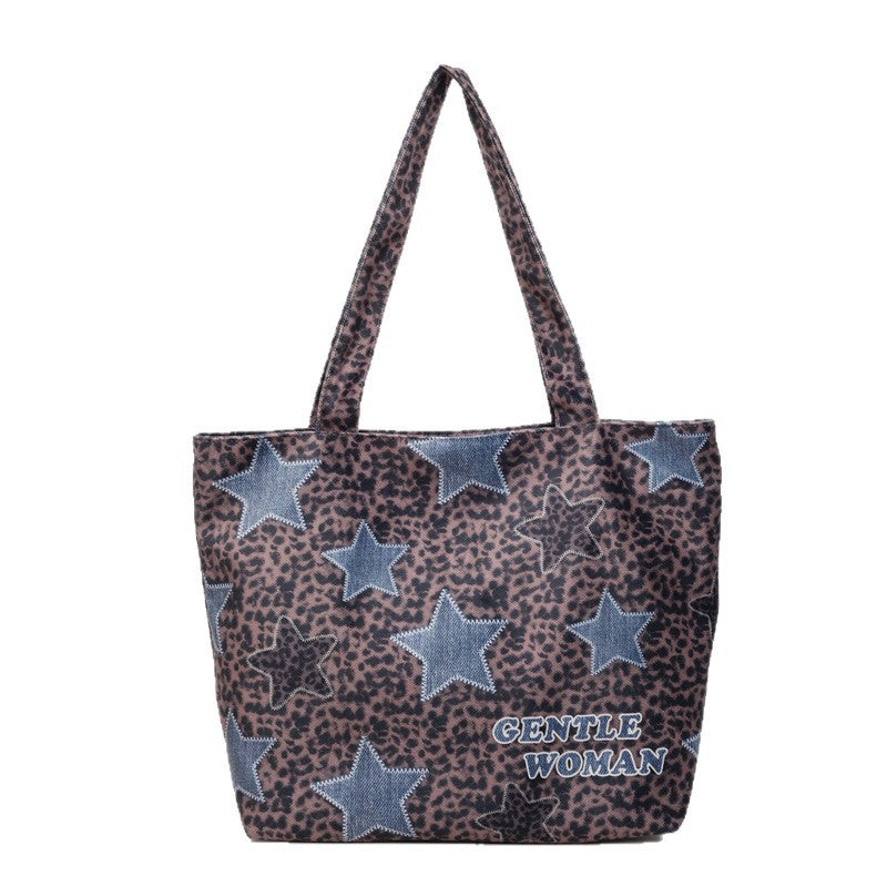 Chic Denim Patchrk Tote Bag LoungeYard — product view 5