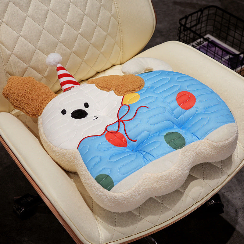 Padded plush dog-shaped cushion with ergonomic seating recess — product view 7