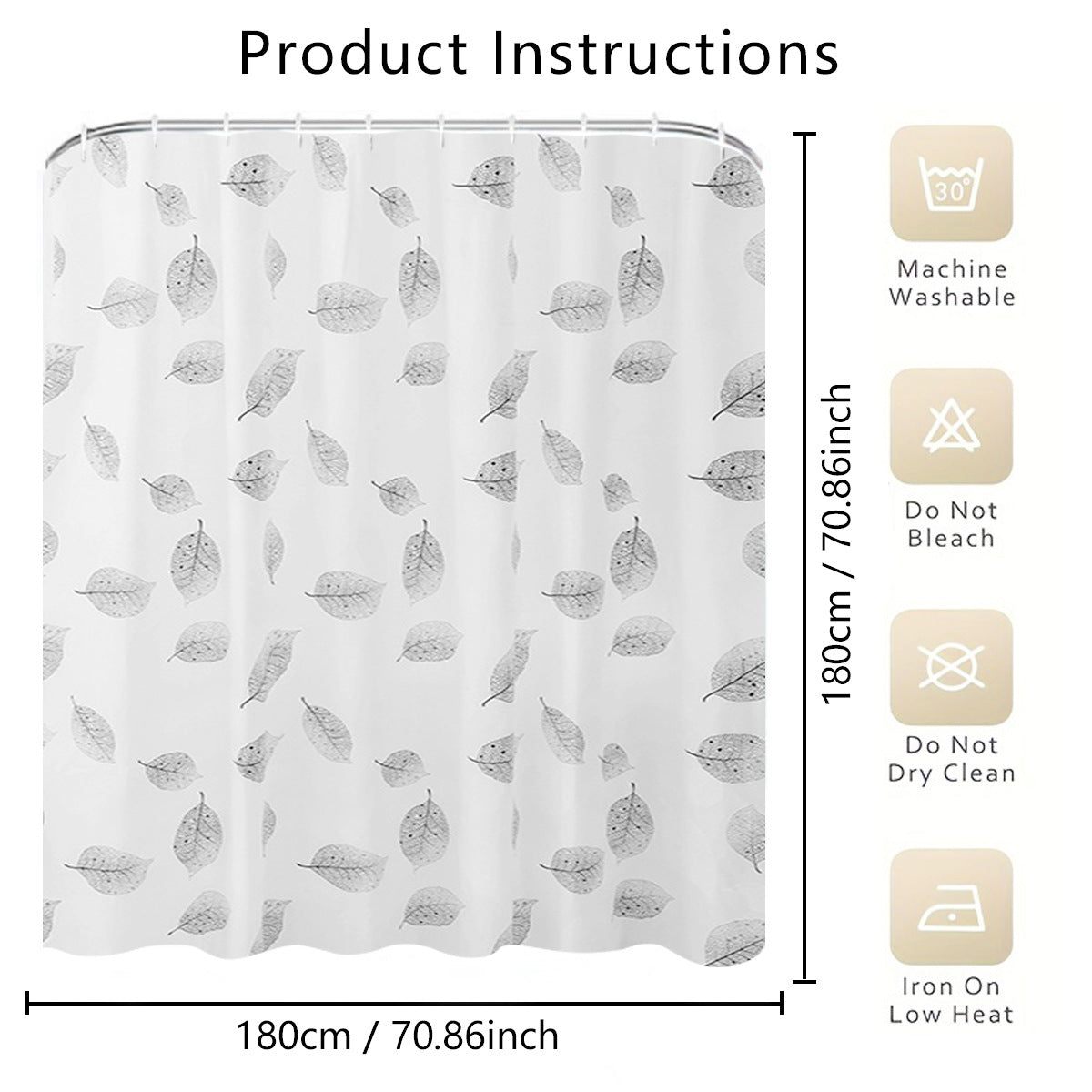 Leaf-Patterned Shower Curtain LoungeYard — product view 2