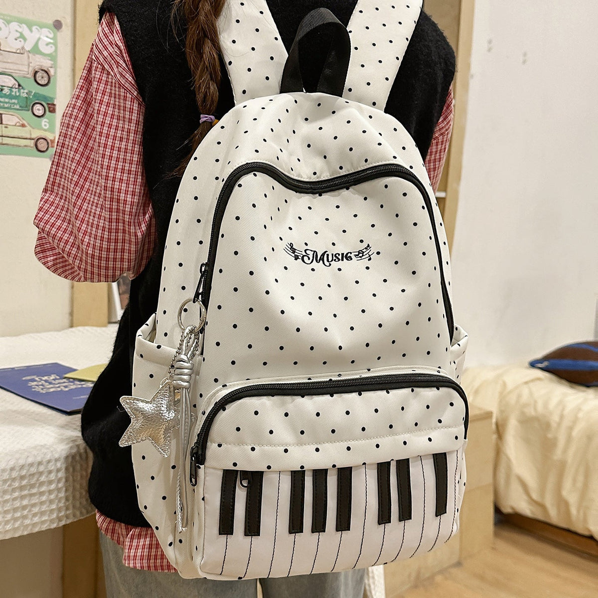 Musical-Themed Piano Key Backpack LoungeYard — product view 2