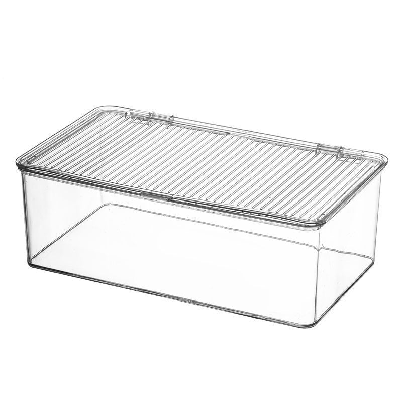 Plastic storage box with ribbed clip lid and stackable design — product view 4