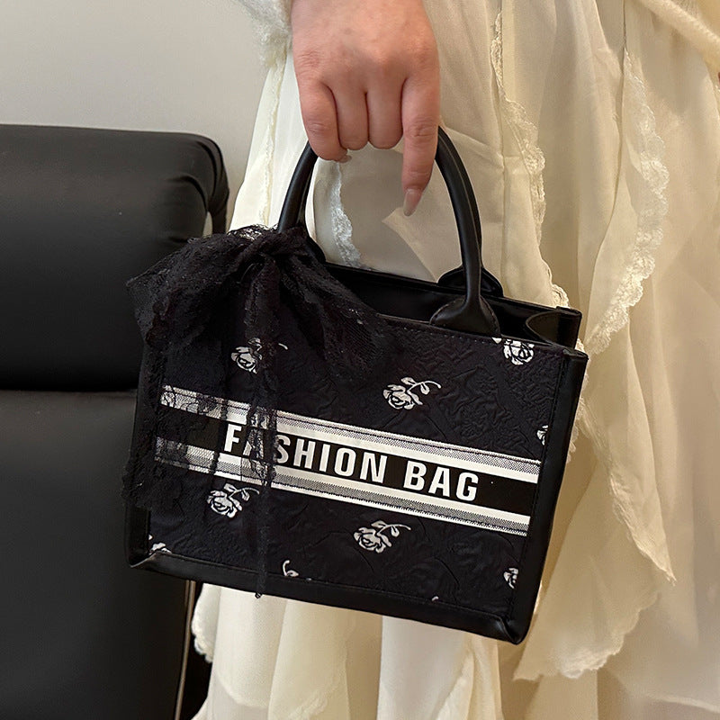 Fashionable Tote Bag with Lace Detail — product view 2