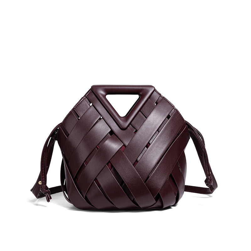 Handcrafted Woven Leather Shoulder Bag LoungeYard — product view 1