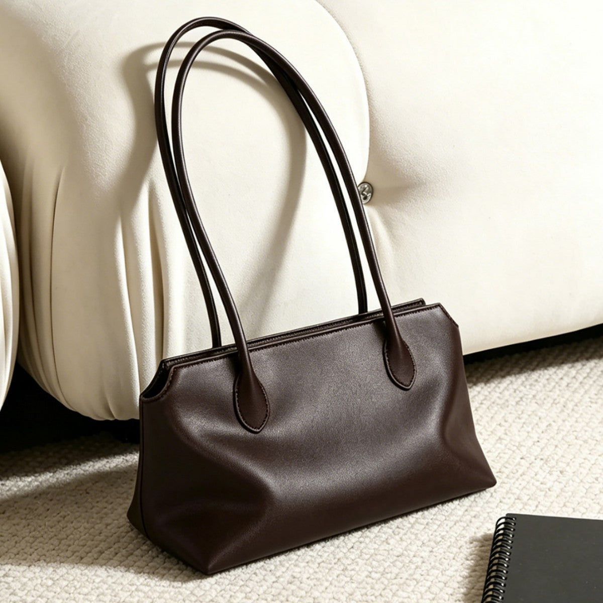 Long-Handle Structured Rectangle Shoulder Tote Bag — product view 3