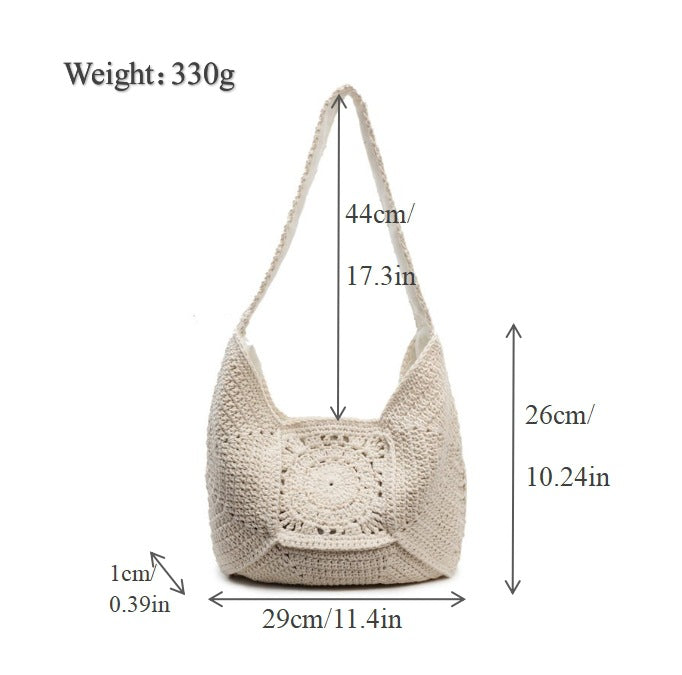 Handcrafted Macrame Tote Bag with Unique Pattern LoungeYard — product view 7