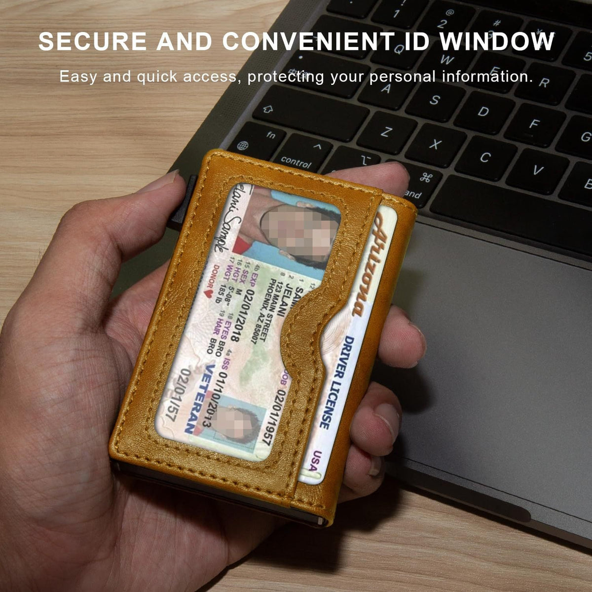RFID-Blocking Slim Leather Cardholder LoungeYard — product view 3