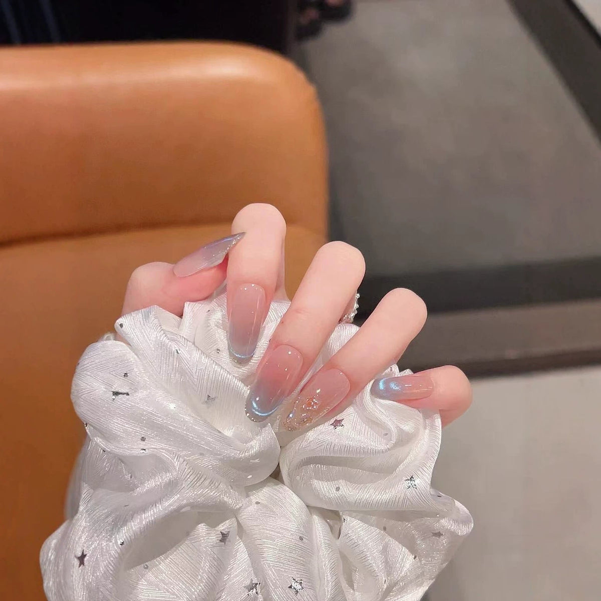 Elegant Ombre Nail Extensions with Crystal Accents — product view 1