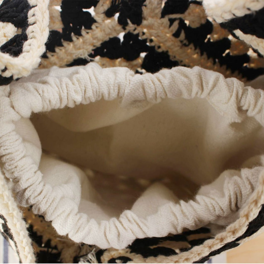 Handcrafted macramé shoulder bag with unique pattern LoungeYard — product view 3
