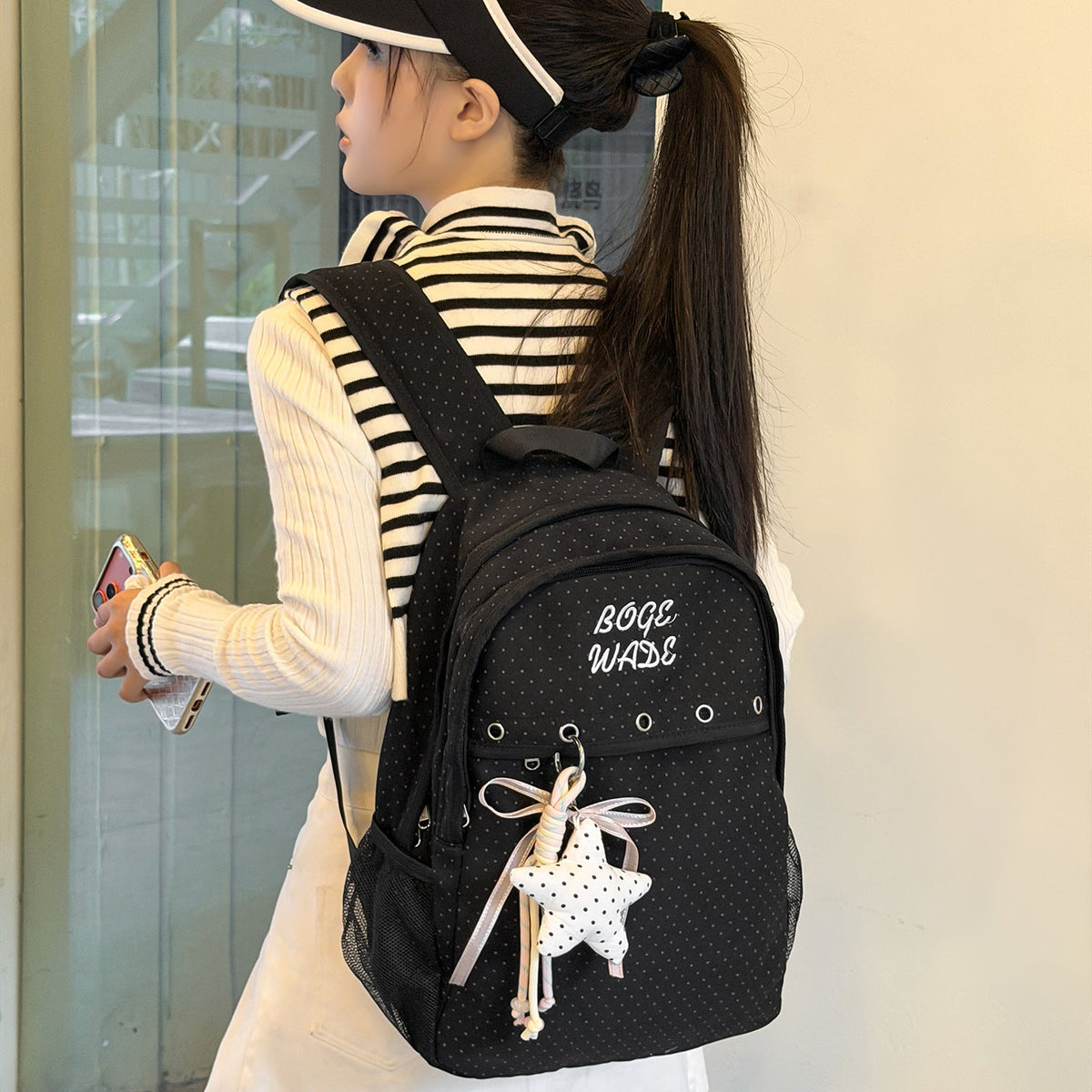 Polka Dot Casual Backpack LoungeYard — product view 2